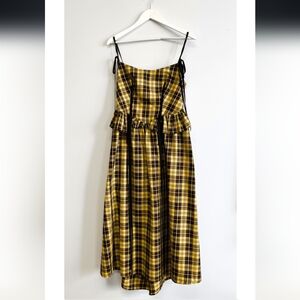 Eliza Faulkner Free people Plaid Yellow and Black Dress